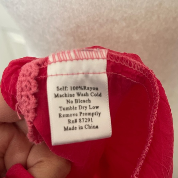 Johnny Was Pink VNeck Empire waist Short Sleeve Blouse Size Large - Picture 6 of 8